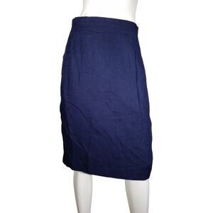 Vintage Norton McNaughton Womens Sz 10 Pencil Skirt Lined Blue Back Zipper Slit